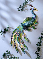 Pfauen-Wandbild mit LED-Beleuchtung 