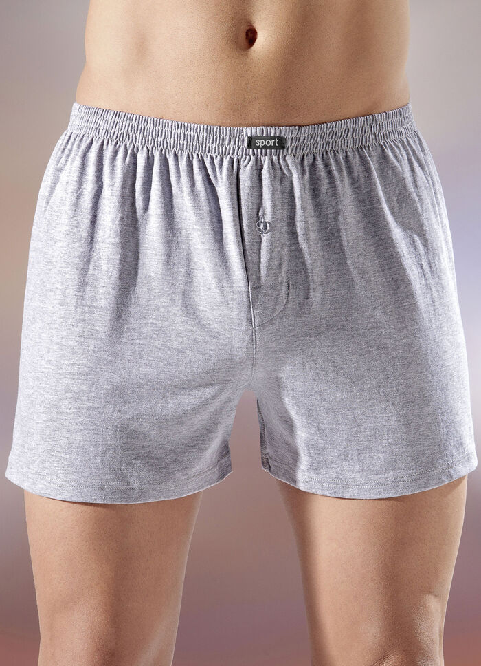 Fünferpack Boxershorts aus BIO-Baumwolle mit Eingriff, uni und meliert 