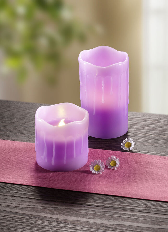 LED-Echtwachszerzen mit Duft LILA