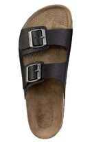 GINO GALANTE, klassische Herren-Pantoletten, Weite H, aus Leder SCHWARZ