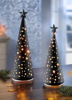 Batteriebetriebener LED-Kegel, 2er-Set, aus Glas 