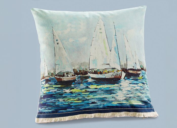 Kissenh&uuml;llen mit den bildh&uuml;bschen maritimen Dessins WEISS-BLAU