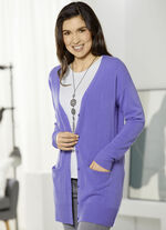 Long-Strickjacke in sehr weichem Feinstrick LAVENDEL