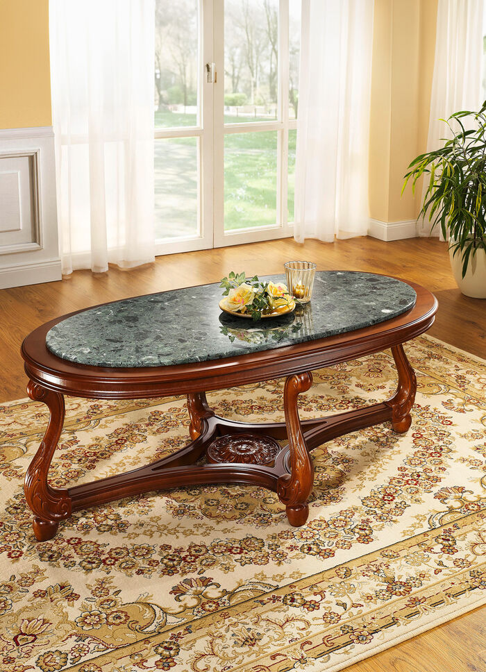 Wohnzimmertische mit Tischplatte aus Marmor-Konglomerat NUSSBAUM-GRÜN