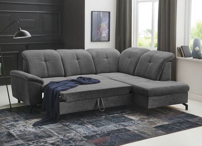 Moderne Polsterecke mit Bettfunktion und Bettkasten 