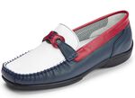 ELENA EDEN Slipper mit dekorativer Spange BLAU-WEISS-ROT
