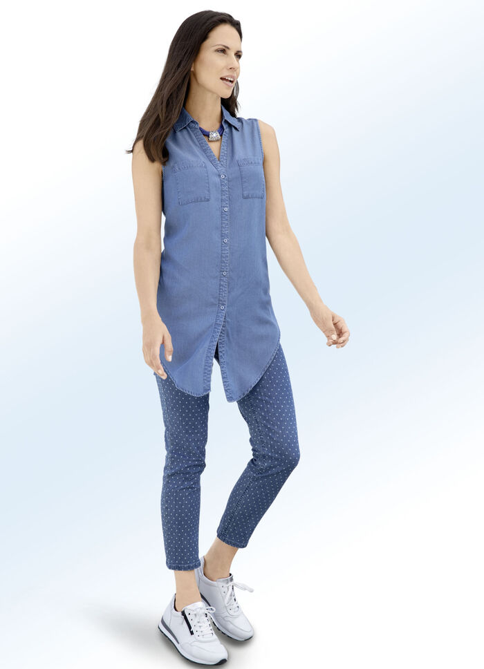 Bluse in Jeansblau 
