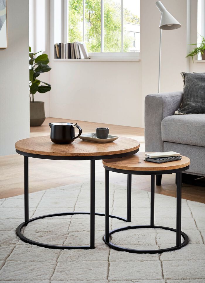 Couchtisch, 2er Set, mit Metallgestell 