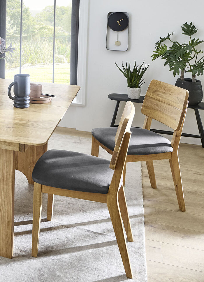 Stühle mit Gestell aus massiver, geölter Eiche EICHE-DUNKELGRAU