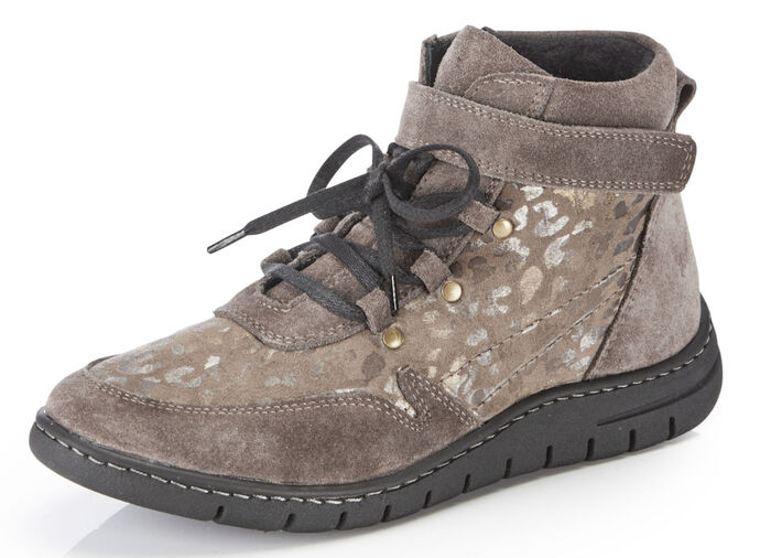 ELENA EDEN Schnür-Bootie aus Veloursleder TAUPE