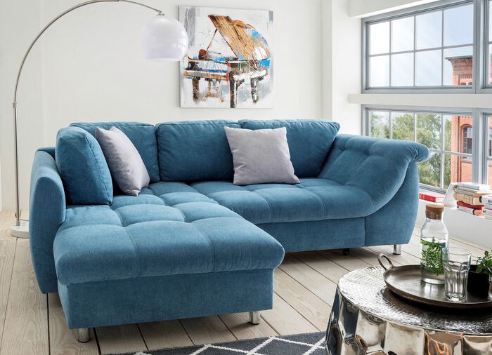 Polsterecke mit Dekokissen BLAU