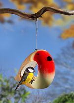 Handbemalte Futterstelle Vogel aus Keramik 