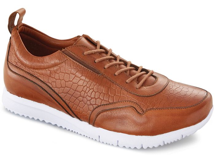 Gemini Schn&uuml;rschuh aus krokogepr&auml;gtem Leder BRAUN