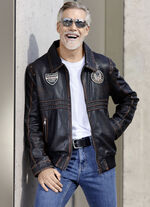 Lederblouson mit Patches 