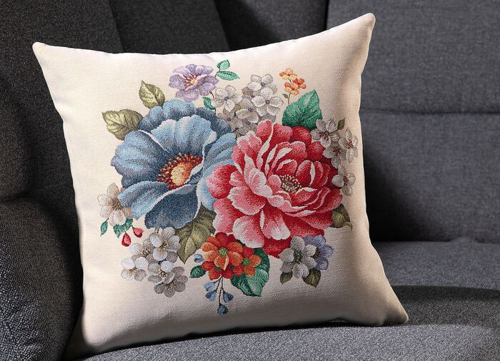 Kissenbezug mit Blumenstrau&szlig;-Motiv 