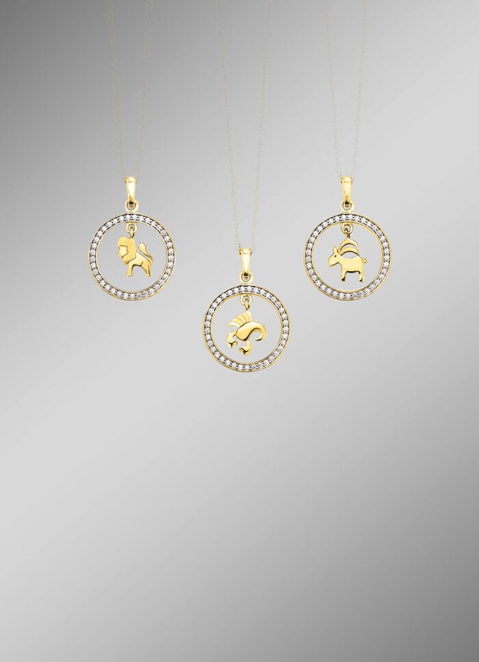 Sternzeichen-Anh&auml;nger aus Gold mit Zirkonia 