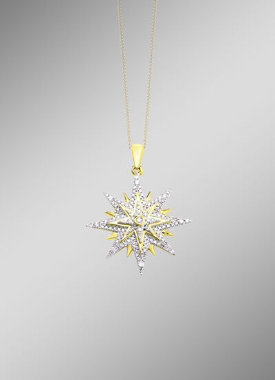 Toller Stern-Anhänger mit Brillanten und Diamanten 