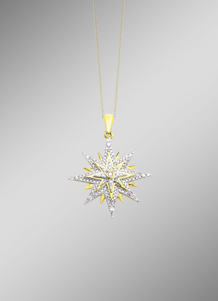 Toller Stern-Anhänger mit Brillanten und Diamanten 
