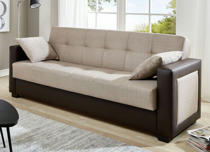 Schlafsofa Inklusive Kissen BRAUN-BEIGE