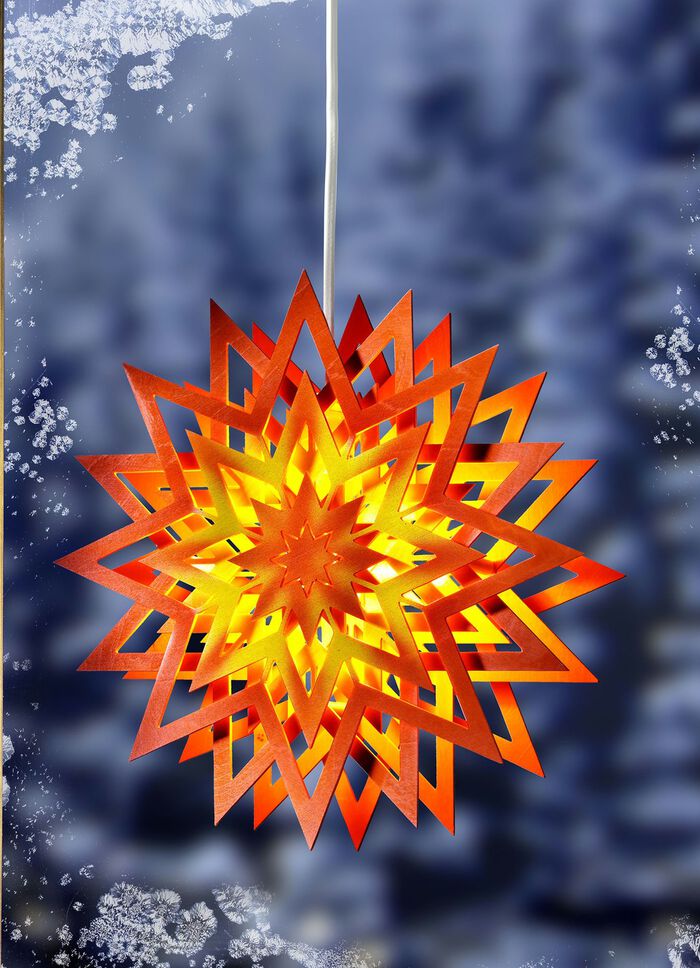 Beleuchteter Fensterstern mit Schnurzwischenschalter 