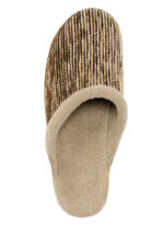 Laurina Pantoffel aus changierendem Cord-Material mit Filzbesatz CAMEL