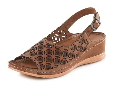 Gemini Sandale aus perforiertem, gepr&auml;gtem Nappaleder 