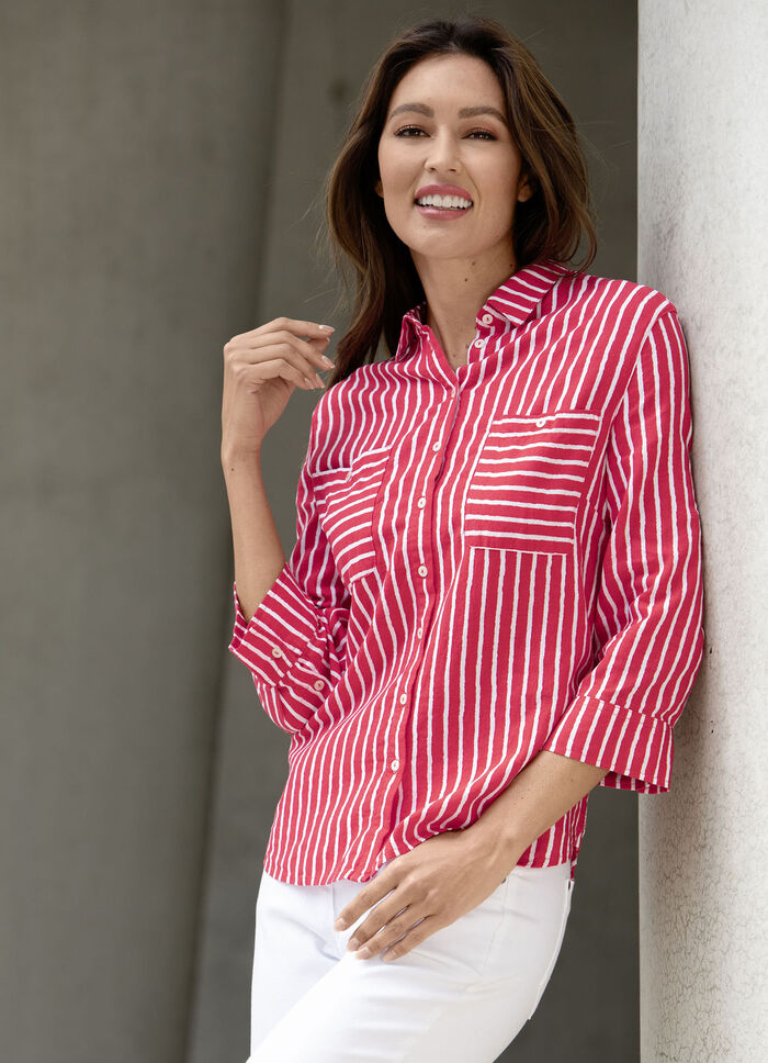 Bluse aus Leinenstrukturgewebe 