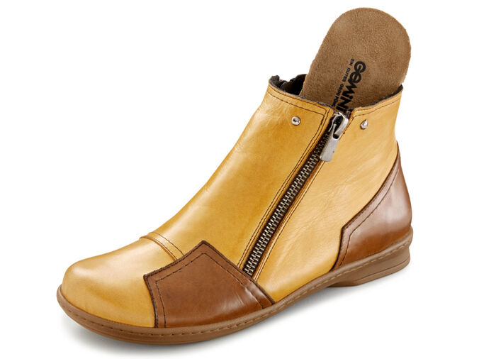 Gemini Stiefelette mit Zierreißverschluss GELB-BRAUN