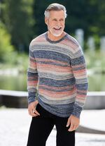 Ansprechender Rundhalspullover MARINE-ORANGE-BEIGE MELIERT