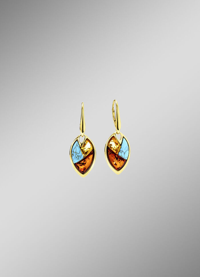 Exquisite Ohrringe mit T&uuml;rkis und Bernstein 