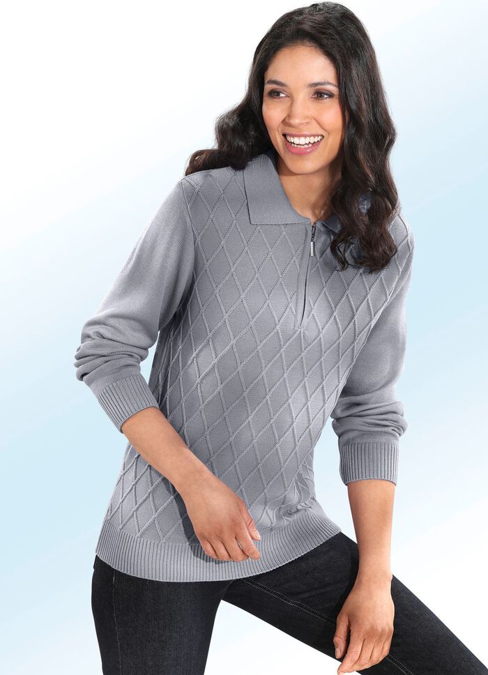 Pullover mit Schurwolle GRAU MELIERT