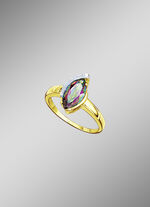 Damenring mit Diamant und Mystic-Feuertopas, beh. 