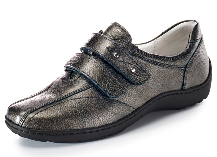 Waldl&auml;ufer, bequeme Damen-Slipper, Weite H, mit herausnehmbarem Fu&szlig;bett ALTSILBER