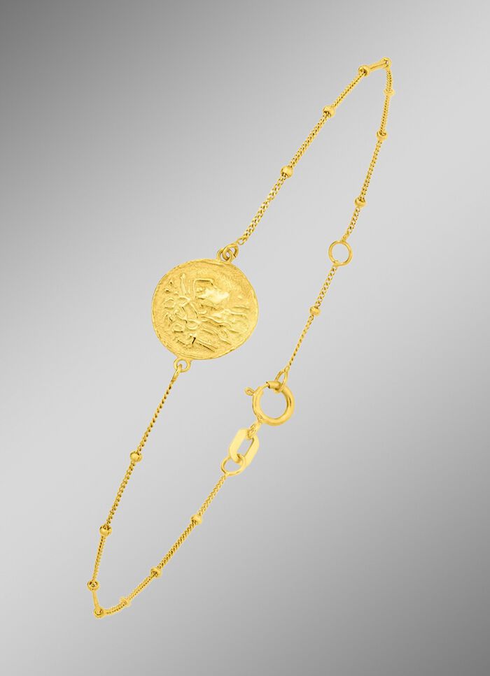 Panzerkette-Armband mit r&ouml;mischem M&uuml;nzmotiv 