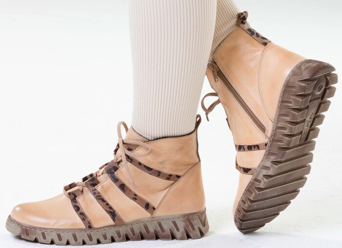 Gemini, trendige Damen-Stiefeletten, Winterschuhe, Weite G, mit herausnehmbarem Fu&szlig;bett HELLBEIGE