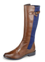 Caprice Stiefel aus edlem Nappaleder und elastischem Textilmaterial COGNAC-MARINE