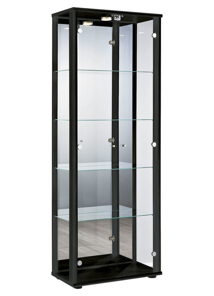 Vitrine, 2-türig, mit LED-Beleuchtung SCHWARZ