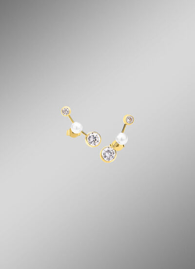 Tolle Ohrstecker mit Süßwasser-Zuchtperlen und Zirkonia 