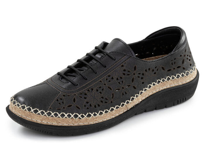 ELENA EDEN, sommerliche Damen-Schnürschuhe, Weite H, mit herausnehmbarem Fußbett SCHWARZ