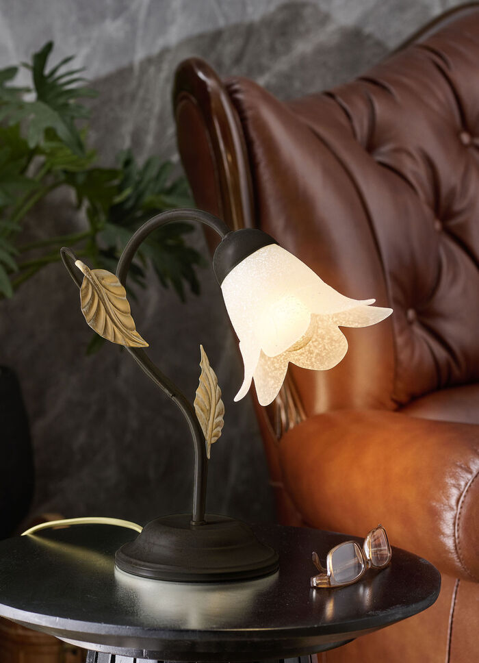 Tischleuchte aus Metall mit Glasschirm SCHWARZ-GOLD