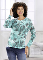 Pullover in weich fließender Qualität TÜRKIS-MULTICOLOR