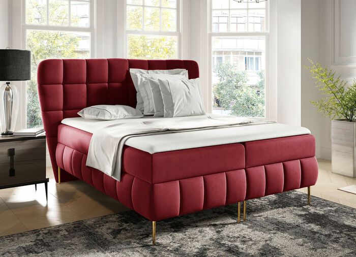 Boxspringbett mit Bonnell-Federkern-Matratzen und Kaltschaumtopper BORDEAUX