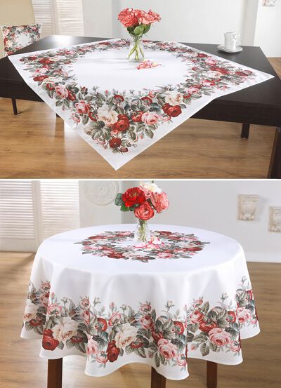 Aussdrucksstarke Tischdecke mit bezauberndem Rosen-Dessin 