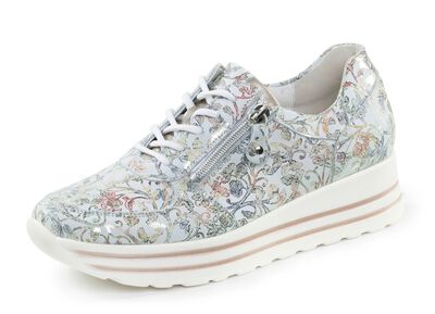 Waldl&auml;ufer Sneaker aus floral bedrucktem Nubukleder 