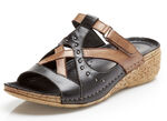 Gemini Pantolette mit Nietenzier SCHWARZ-COGNAC