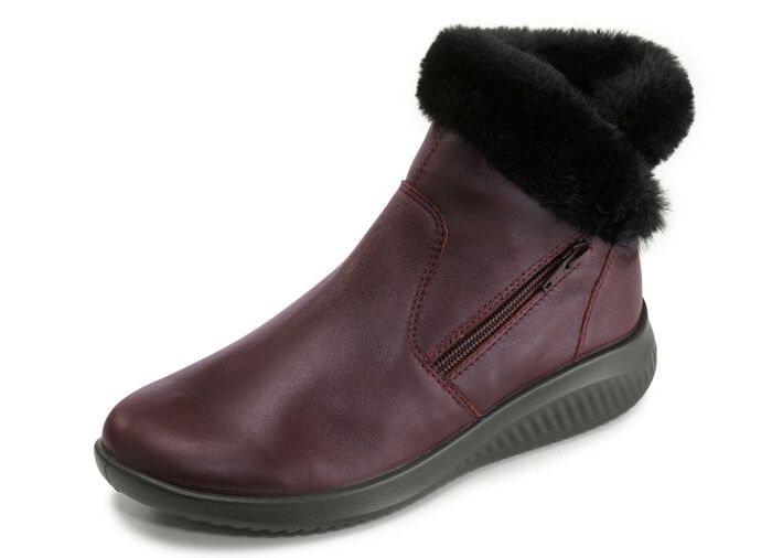 Stiefelette mit pfiffigem Pl&uuml;schbesatz BORDEAUX