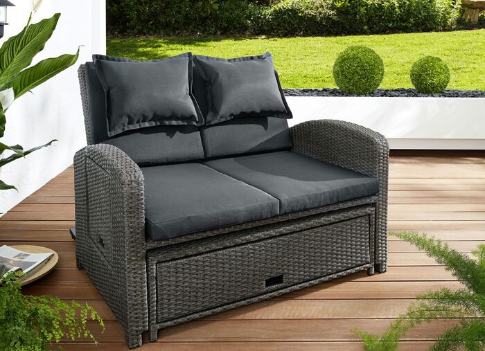 Funktionssofa Nizza mit Kunststoffgeflecht 