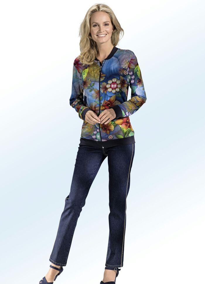 Blusenjacke mit farbbrillantem Druck 