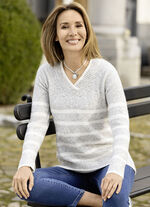 Pullover in flauschiger Qualität GRAU MELIERT-WEISS