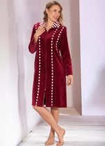 Hausmantel mit Kontrasteins&auml;tzen 